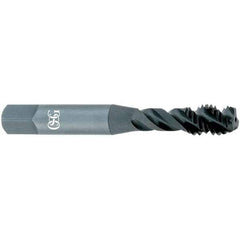 OSG - 3/8-16 UNC, 3 Flute, 15° Helix, Semi-Bottoming Chamfer, Oxide Finish, Powdered Metal Spiral Flute STI Tap - Right Hand Flute, 3-3/8" OAL, 0.367" Shank Diam, 1-21/32" Thread Length, Series 315 - Exact Industrial Supply