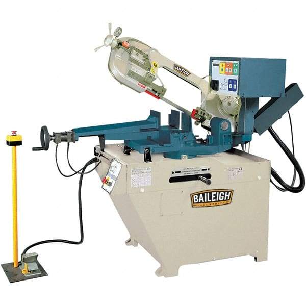 Baileigh - 10.59 x 4.33" Semi-Automatic Combo Horizontal & Vertical Bandsaw - 1 Phase, 60° Right, 45° Left Vise Angle of Rotation, 1.5 hp, 220 Volts, Frequency Drive - Eagle Tool & Supply