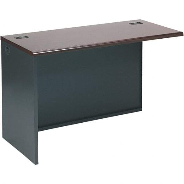 Hon - Steel-Reinforced High-Pressure Laminate Return/Bridge Shell Desk - 48" Wide x 24" Deep x 29-1/2" High, Mahogany/Charcoal - Eagle Tool & Supply