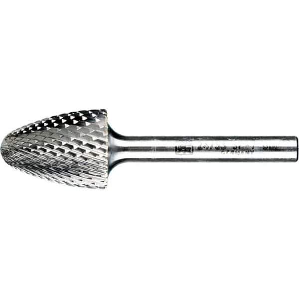 PFERD - 3/4" Cut Diam, 1/4" Shank Diam, Tree with Radius Head Diamond Cut Burr - Tungsten Carbide, 1" LOC, 2-3/4" OAL - Eagle Tool & Supply