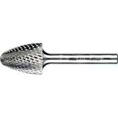 PFERD - 3/4" Cut Diam, 1/4" Shank Diam, Tree with Radius Head Diamond Cut Burr - Tungsten Carbide, 1" LOC, 2-3/4" OAL - Eagle Tool & Supply