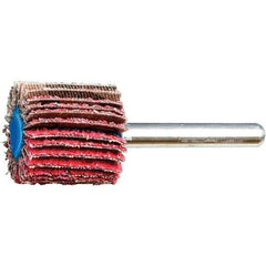 PFERD - 1" Diam x 1" Face Width, Ceramic Coated Mounted Flap Wheel - 1/4" Shank Mount, 40 Grit, 25,000 Max RPM - Eagle Tool & Supply
