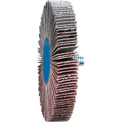 PFERD - 3" Diam x 1/2" Face Width, Aluminum Oxide Coated Mounted Flap Wheel - 1/4-20 Threaded Mount, 80 Grit, 20,000 Max RPM - Eagle Tool & Supply