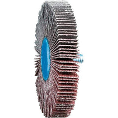 PFERD - 3" Diam x 1/2" Face Width, Aluminum Oxide Coated Mounted Flap Wheel - 1/4-20 Threaded Mount, 60 Grit, 20,000 Max RPM - Eagle Tool & Supply