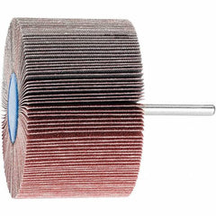 PFERD - 3" Diam x 2" Face Width, Aluminum Oxide Coated Mounted Flap Wheel - 1/4" Shank Mount, 120 Grit, 6,000 Max RPM - Eagle Tool & Supply