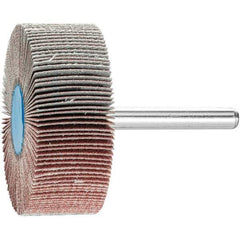 PFERD - 2" Diam x 3/4" Face Width, Aluminum Oxide Coated Mounted Flap Wheel - 1/4" Shank Mount, 180 Grit, 23,000 Max RPM - Eagle Tool & Supply