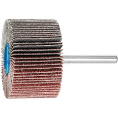 PFERD - 2" Diam x 1" Face Width, Aluminum Oxide Coated Mounted Flap Wheel - 1/4" Shank Mount, 60 Grit, 23,000 Max RPM - Eagle Tool & Supply