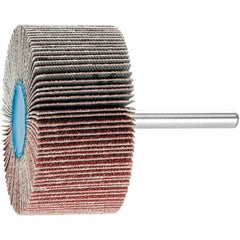 PFERD - 2-1/2" Diam x 1" Face Width, Aluminum Oxide Coated Mounted Flap Wheel - 1/4" Shank Mount, 80 Grit, 23,000 Max RPM - Eagle Tool & Supply