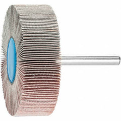 PFERD - 2-1/2" Diam x 1" Face Width, Aluminum Oxide Coated Mounted Flap Wheel - 1/4" Shank Mount, 320 Grit, 23,000 Max RPM - Eagle Tool & Supply