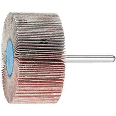 PFERD - 2-1/2" Diam x 1" Face Width, Aluminum Oxide Coated Mounted Flap Wheel - 1/4" Shank Mount, 120 Grit, 23,000 Max RPM - Eagle Tool & Supply