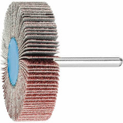 PFERD - 2-1/2" Diam x 1/2" Face Width, Aluminum Oxide Coated Mounted Flap Wheel - 1/4" Shank Mount, 60 Grit, 23,000 Max RPM - Eagle Tool & Supply