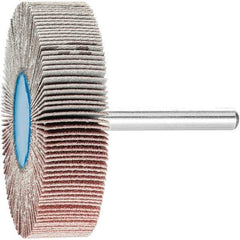 PFERD - 2-1/2" Diam x 1/2" Face Width, Aluminum Oxide Coated Mounted Flap Wheel - 1/4" Shank Mount, 120 Grit, 23,000 Max RPM - Eagle Tool & Supply