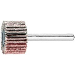 PFERD - 1" Diam x 5/8" Face Width, Aluminum Oxide Coated Mounted Flap Wheel - 1/4" Shank Mount, 120 Grit, 25,000 Max RPM - Eagle Tool & Supply