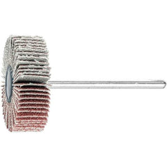 PFERD - 1-3/16" Diam x 3/8" Face Width, Aluminum Oxide Coated Mounted Flap Wheel - 1/8" Shank Mount, 120 Grit, 25,000 Max RPM - Eagle Tool & Supply