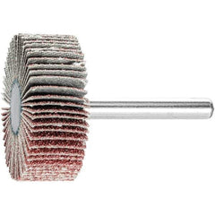 PFERD - 1-1/2" Diam x 1/2" Face Width, Aluminum Oxide Coated Mounted Flap Wheel - 1/4" Shank Mount, 60 Grit, 23,000 Max RPM - Eagle Tool & Supply
