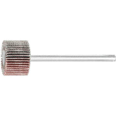 PFERD - 5/8" Diam x 3/8" Face Width, Aluminum Oxide Coated Mounted Flap Wheel - 1/8" Shank Mount, 180 Grit, 50,000 Max RPM - Eagle Tool & Supply