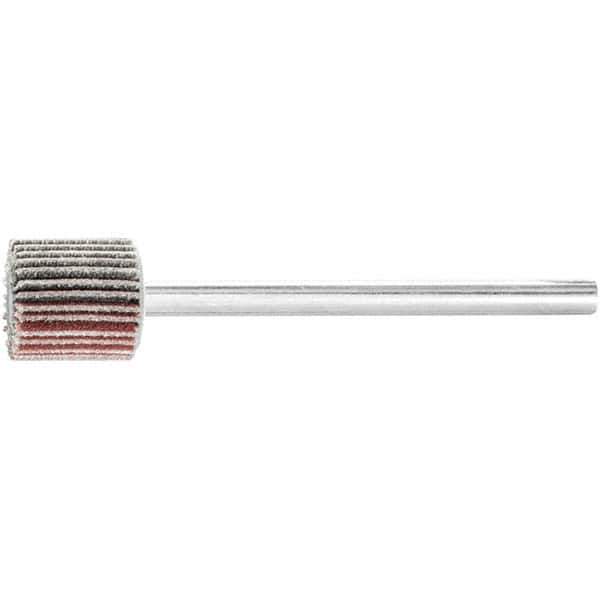 PFERD - 3/8" Diam x 3/8" Face Width, Aluminum Oxide Coated Mounted Flap Wheel - 1/8" Shank Mount, 240 Grit, 75,000 Max RPM - Eagle Tool & Supply