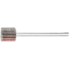 PFERD - 3/8" Diam x 3/8" Face Width, Aluminum Oxide Coated Mounted Flap Wheel - 1/8" Shank Mount, 240 Grit, 75,000 Max RPM - Eagle Tool & Supply