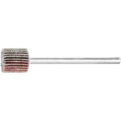 PFERD - 3/8" Diam x 3/8" Face Width, Aluminum Oxide Coated Mounted Flap Wheel - 1/8" Shank Mount, 180 Grit, 75,000 Max RPM - Eagle Tool & Supply