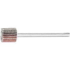 PFERD - 3/8" Diam x 3/8" Face Width, Aluminum Oxide Coated Mounted Flap Wheel - 1/8" Shank Mount, 120 Grit, 75,000 Max RPM - Eagle Tool & Supply