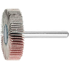 PFERD - 1-1/2" Diam x 1/2" Face Width, Aluminum Oxide Coated Mounted Flap Wheel - 1/4" Shank Mount, 120 Grit, 23,000 Max RPM - Eagle Tool & Supply