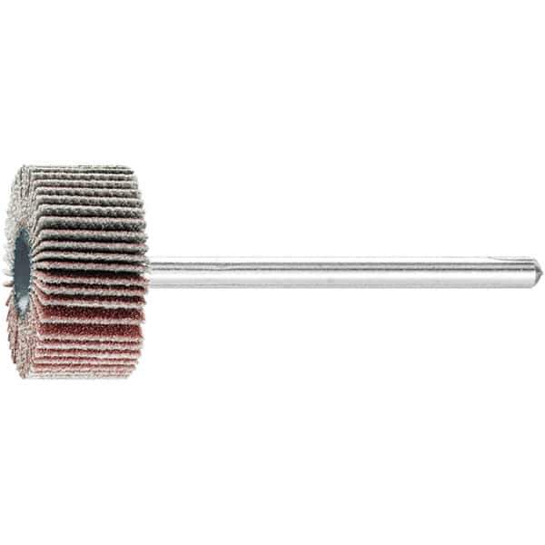PFERD - 3/4" Diam x 3/8" Face Width, Aluminum Oxide Coated Mounted Flap Wheel - 1/8" Shank Mount, 180 Grit, 38,100 Max RPM - Eagle Tool & Supply