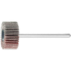 PFERD - 3/4" Diam x 3/8" Face Width, Aluminum Oxide Coated Mounted Flap Wheel - 1/8" Shank Mount, 180 Grit, 38,100 Max RPM - Eagle Tool & Supply