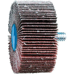 PFERD - 2" Diam x 1" Face Width, Aluminum Oxide Coated Mounted Flap Wheel - 1/4-20 Threaded Mount, 80 Grit, 23,000 Max RPM - Eagle Tool & Supply