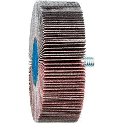 PFERD - 3" Diam x 1" Face Width, Aluminum Oxide Coated Mounted Flap Wheel - 1/4-20 Threaded Mount, 120 Grit, 20,000 Max RPM - Eagle Tool & Supply