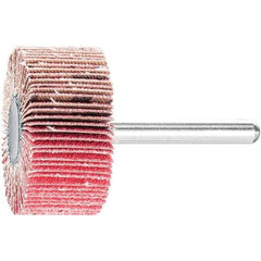 PFERD - 1-1/2" Diam x 1" Face Width, Ceramic Coated Mounted Flap Wheel - 1/4" Shank Mount, 120 Grit, 25,000 Max RPM - Eagle Tool & Supply
