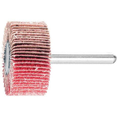 PFERD - 1-1/2" Diam x 1" Face Width, Ceramic Coated Mounted Flap Wheel - 1/4" Shank Mount, 80 Grit, 25,000 Max RPM - Eagle Tool & Supply