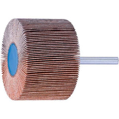 PFERD - 1" Diam x 1" Face Width, Ceramic Coated Mounted Flap Wheel - 1/4" Shank Mount, 60 Grit, 25,000 Max RPM - Eagle Tool & Supply