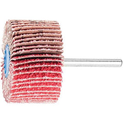 PFERD - 2" Diam x 1" Face Width, Ceramic Coated Mounted Flap Wheel - 1/4" Shank Mount, 40 Grit, 23,000 Max RPM - Eagle Tool & Supply
