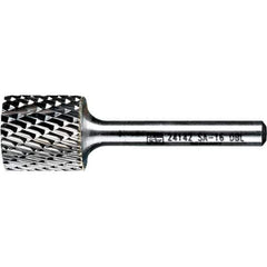 PFERD - 3/4" Cut Diam, 1/4" Shank Diam, Cylinder Head Double Cut Burr - Tungsten Carbide, 3/4" LOC, 2-1/2" OAL - Eagle Tool & Supply