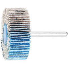 PFERD - 2" Diam x 1" Face Width, Aluminum Oxide Coated Mounted Flap Wheel - 1/4" Shank Mount, 80 Grit, 23,000 Max RPM - Eagle Tool & Supply