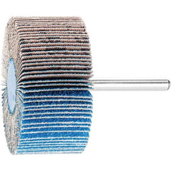 PFERD - 2-1/2" Diam x 1" Face Width, Aluminum Oxide Coated Mounted Flap Wheel - 1/4" Shank Mount, 80 Grit, 23,000 Max RPM - Eagle Tool & Supply