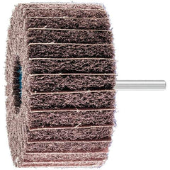 PFERD - 4" Diam x 2" Face Width, Aluminum Oxide Nonwoven Mounted Flap Wheel - 1/4" Shank Mount, 100 Grit, 6,000 Max RPM - Eagle Tool & Supply