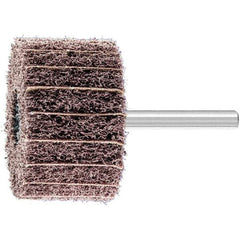 PFERD - 2" Diam x 1-1/4" Face Width, Aluminum Oxide Nonwoven Mounted Flap Wheel - 1/4" Shank Mount, 100 Grit, 12,000 Max RPM - Eagle Tool & Supply