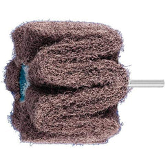 PFERD - 3" Diam x 2" Face Width, Aluminum Oxide Nonwoven Mounted Flap Wheel - 1/4" Shank Mount, 100 Grit, 7,500 Max RPM - Eagle Tool & Supply