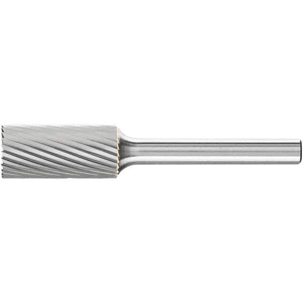 PFERD - 7/16" Cut Diam, 1/4" Shank Diam, Cylinder with End Cut Head Single Cut Burr - Tungsten Carbide, 1" LOC, 2-3/4" OAL - Eagle Tool & Supply