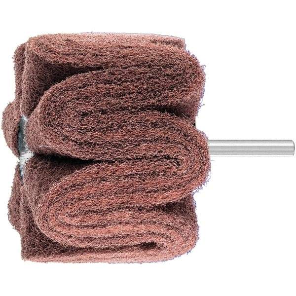 PFERD - 3" Diam x 2" Face Width, Aluminum Oxide Nonwoven Mounted Flap Wheel - 1/4" Shank Mount, 280 Grit, 7,500 Max RPM - Eagle Tool & Supply