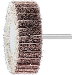 PFERD - 3" Diam x 1" Face Width, Aluminum Oxide Nonwoven Mounted Flap Wheel - 1/4" Shank Mount, 100 Grit, 7,500 Max RPM - Eagle Tool & Supply