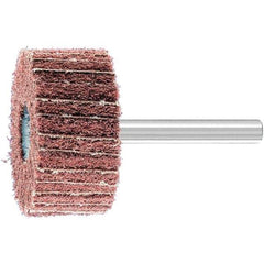 PFERD - 1-1/2" Diam x 3/4" Face Width, Aluminum Oxide Nonwoven Mounted Flap Wheel - 1/4" Shank Mount, 180 Grit, 15,000 Max RPM - Eagle Tool & Supply