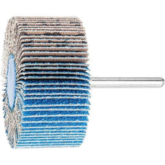 PFERD - 2-1/2" Diam x 1" Face Width, Aluminum Oxide Coated Mounted Flap Wheel - 1/4" Shank Mount, 60 Grit, 23,000 Max RPM - Eagle Tool & Supply