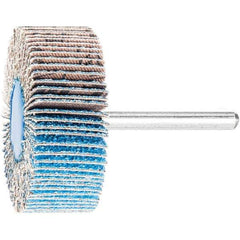 PFERD - 2" Diam x 1" Face Width, Aluminum Oxide Coated Mounted Flap Wheel - 1/4" Shank Mount, 60 Grit, 23,000 Max RPM - Eagle Tool & Supply