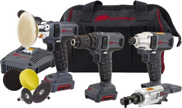 Ingersoll-Rand - 12 Volt Cordless Tool Combination Kit - Includes 1/4" Hex Compact Impact Driver, Lithium-Ion Battery Included - Eagle Tool & Supply