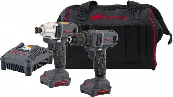 Ingersoll-Rand - 12 Volt Cordless Tool Combination Kit - Includes 1/4" Hex Compact Impact Driver, Lithium-Ion Battery Included - Eagle Tool & Supply