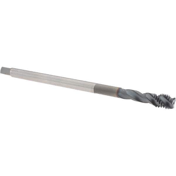 OSG - M12x1.75 Metric 3 Flute 6H Semi-Bottoming Spiral Flute Tap - Powdered Metal, TiCN Finish, 180mm OAL, Right Hand Flute, Right Hand Thread, D6, Series 16520 - Eagle Tool & Supply