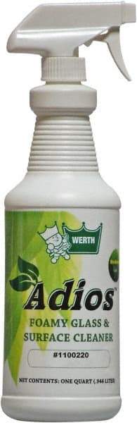 Werth Sanitary Supply - 32 oz Bottle Coconut Breeze Glass Cleaner - Use on Glass, Mirrors, Fiberglass, Stainless Steel, Polished Metal, Plastic, Chrome, Linoleum - Eagle Tool & Supply