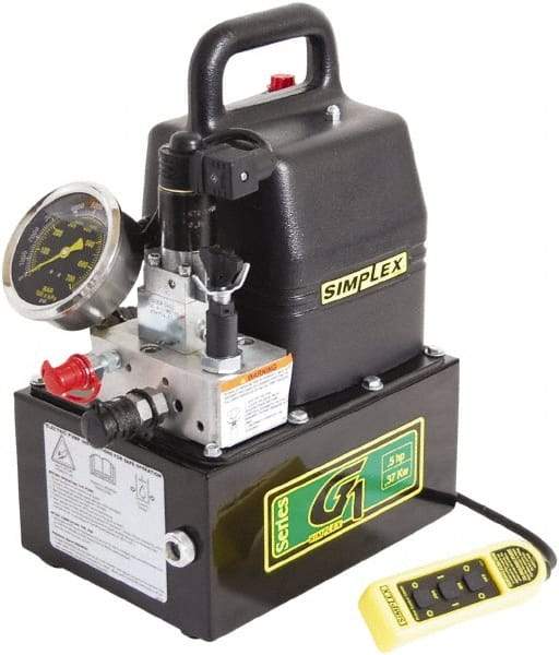 TK Simplex - 10,000 psi Electric Hydraulic Pump & Jack - 1 Gal Oil Capacity, 3-Way, 3 Position Valve, Use with Single Acting Cylinders, Advance, Hold & Retract - Eagle Tool & Supply